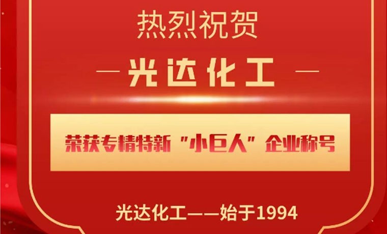 喜報！光達化工榮獲專精特新“小巨人”企業(yè)稱號！
